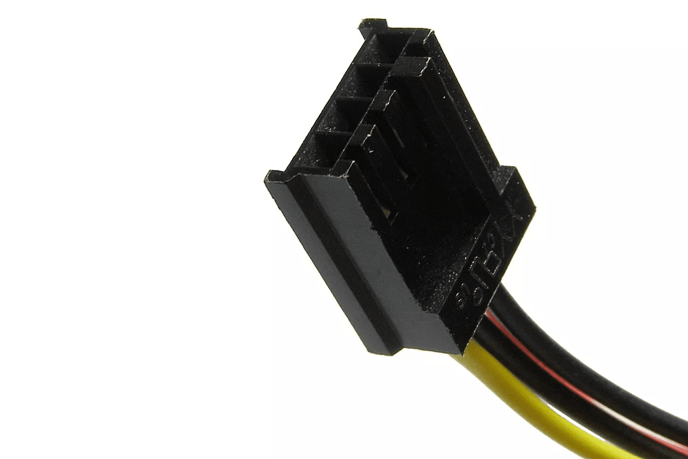 Connecteur Berg à quatre broches, avec ses fils rouge, noirs et jaune