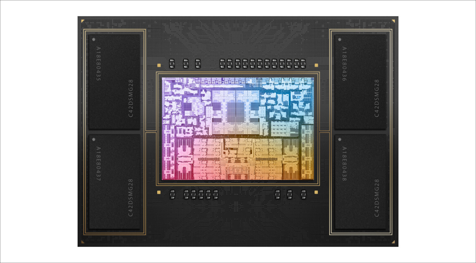 Photographie du die d'un processeur Apple M3 Pro